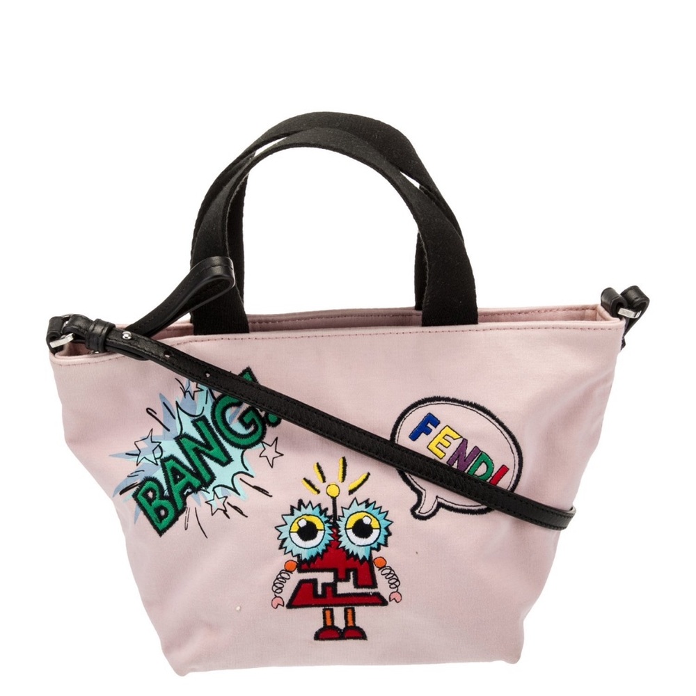 Fendi mini embroidered shopping tote